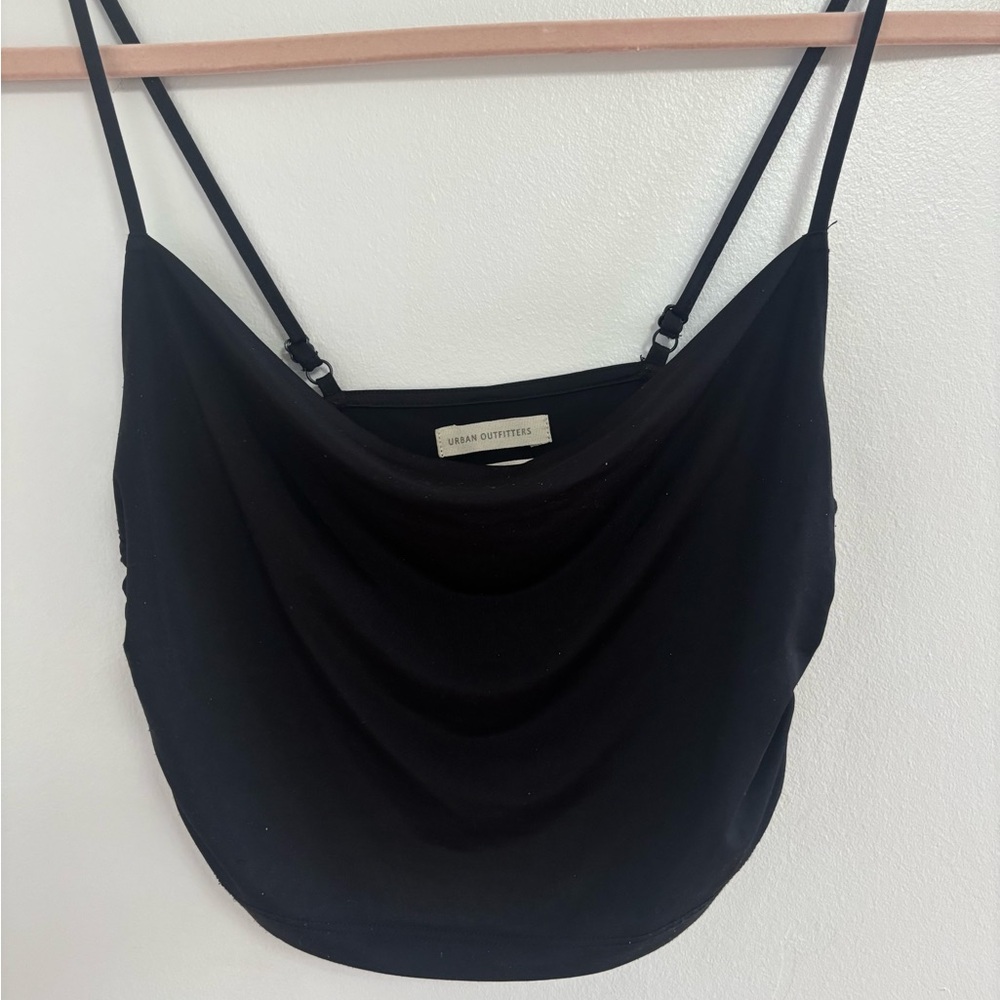 Urban Outfitters Black Cropped Cowl Neck Cami Top